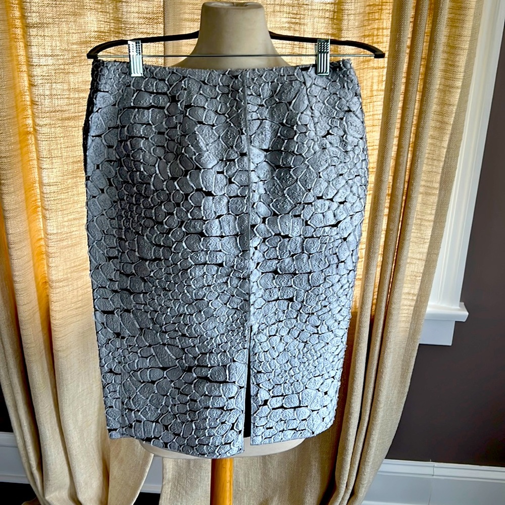 Nina Ricci silver patterned skirt size 38